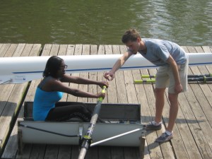 The Kid getting a lesson before hitting the Schuylkill River